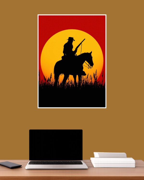 Cowboy Sunset Art